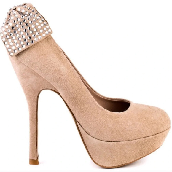 Steve Madden Shoes - Steve Madden Parfait Blush Suede Diamond Bow High Heels Women’s Size 8.5